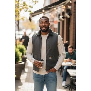 Carhartt Sherpa Lined Vest Large Loose Fit Gray Mock 104277 GVL Size XL